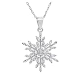 Amanda Rose Collection Diamond Accent Snowflake Pendant Necklace in Sterling Silver on an 18 inch Sterling Silver Chain