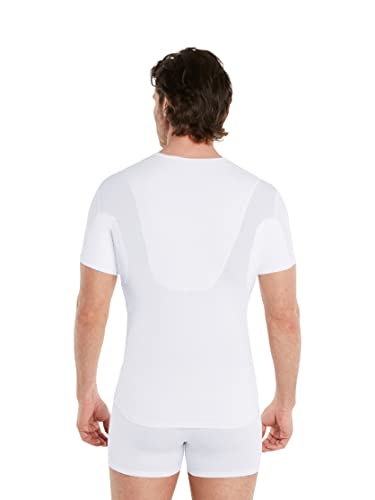 FINN Camiseta Anti-Sudor Hombre con inserción en la Espalda y Parches antisudor contra la Sudoración Intensa - Camiseta Interior con Protección Garantizada contra Manchas de Sudor y Mal Olor Blanco M