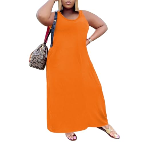 Image of TOPSRANI Womens Plus Size Maxi Dresses for Women Oversize Casual Short Sleeve V Neck Loose Plain Solid Trendy Summer Dress