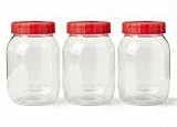 Cennet Barattoli in plastica con coperchio, trasparenti, rotondi, ermetici, per spezie e cibi dolci, biscotti, coperchi a vite, vasi da cucina e barattoli, senza BPA, 3 x 750 ml
