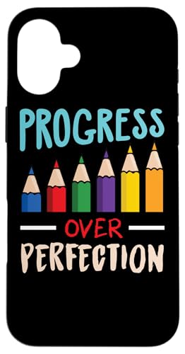 Back to School Teacher Motivational Progress Over Perfection �X�}�z�P�[�X iPhone 16 Plus �p