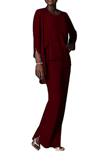 The Peachess Chiffon Trouser Suits for Weddings Size 16 Burgundy