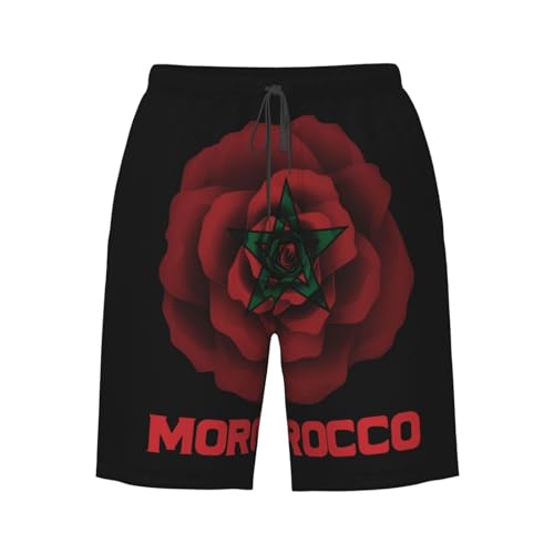 Skull Morocco Flag Men's Swim Trunks Bathing Mesh Lining Suit Swimsuits Beach Shorts 6