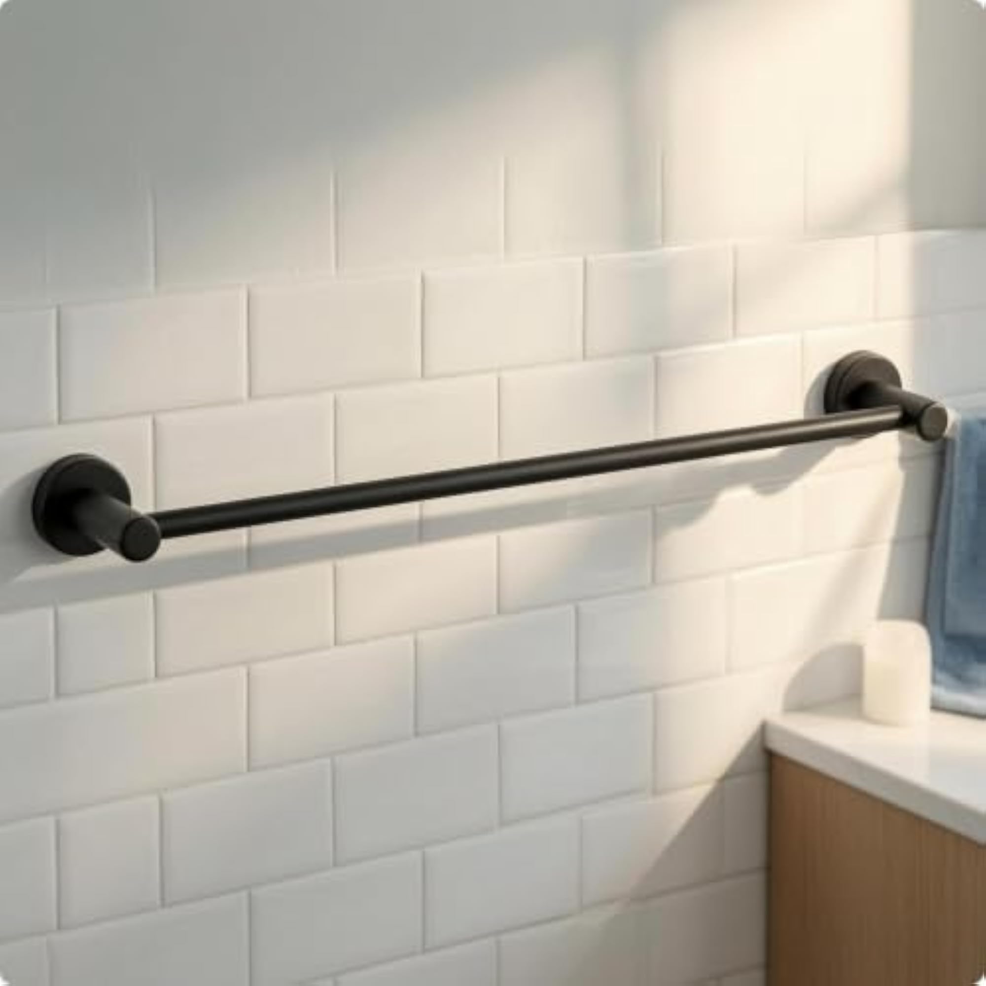Wall-Mounted Towel Bar, Rustproof Hardware