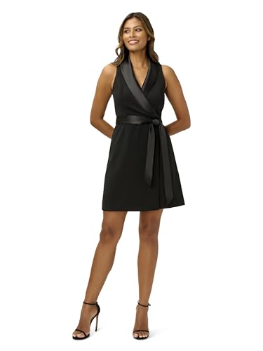 Image of Adrianna Papell Stretch Crepe Tuxedo Dress