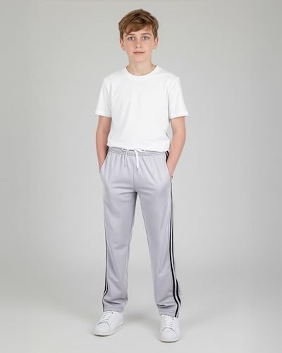 Real Essentials 3 Pack: Boys' Tricot Open Bottom Sweatpants - Athletic Running Pants with Pockets for Kids Teens Youth