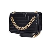 FABULOUS AGE Small Crossbody Bags for Women, Vegan Leather Quilted Cross Body Purse Trendy Designer Shoulder Bag Mini Purses With Chain Straps, Black