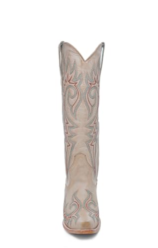 Corral Boots Womens Embroidered Snip Toe Pull On Casual Boots Knee High Mid Heel 2-3" - Beige4
