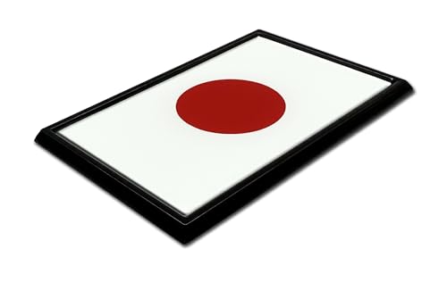 Image of Elektroplate Premium Japan Flag All Metal Black Frame Chrome Emblem for Cars, Trucks, and All Auto | Universal Fit at 2.5 inch x 3.8 inch | Weatherproof