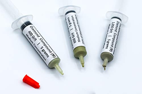 TechDiamondTools Kit of 3 Diamond Lapping Paste Polishing Compound 400 600 1050 Grit Lapidary paste for Rock Glass Metal Jewelry Resin Marble with 25% of Diamond Powder USA Made