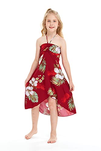 Image of Matchable Family Hawaiian Luau Men Women Girl Boy Clothes in Pineapple Garden Burgundy