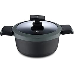 Cazuelas Masterpro MasterPRO Gastro Reeco | Cacerola de 20 cm y 10 cm de Altura con Tapa | Indicador de temperatura | Aluminio Fundido Reciclado | Revestimiento Antiadherente | Asas Soft Touch | Todo Tipo de Cocinas