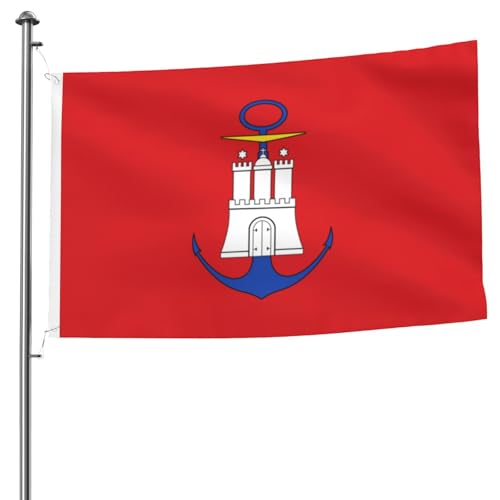 Drapeau de Hambourg 1,5 x 2,4 m double face grand format pour mât