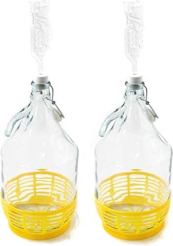 WysKonT - Juego de 2 Globos de Cristal de 5 litros con Cierre de Clip, para Vino