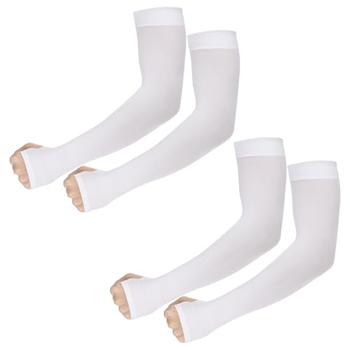 Ouligay 2 pares de mangas de brazo para hombres y mujeres, protección solar UPF 50, mangas de brazo con agujero para el pulgar, manga de compresión deportiva para cubrir brazos, manga de tatuaje