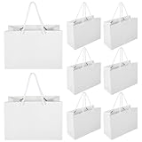 TOYANDONA 20 Bolsas de Obsequio de Papel Kraft Blanco con Asas Tamaño Mediano 24X17X10 CM para Cumpleaños Fiestas y Almacenamiento de Dulces y Obsequios