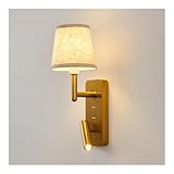 Aplique de pared moderno para mesilla de Noche, con interruptor integrado, lámpara de Interior con casquillo E27 y pantalla de Tela, luz de lectura Ajustable para dormitorio, sala de Estar o pasillo.