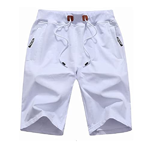 Image of JustSun Men's Casual Sports Shorts with Elastic Waist and Zipper Pockets