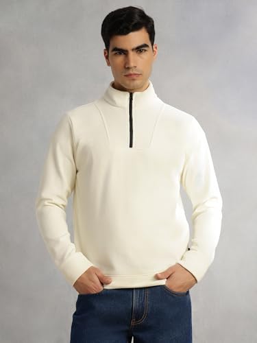 Image of Thomas Scott Men's | Regular Fit | Long Sleeves | High Neck | Solid | 100% Polyester | Knitted | Sweatshirt | Dry Clean Only