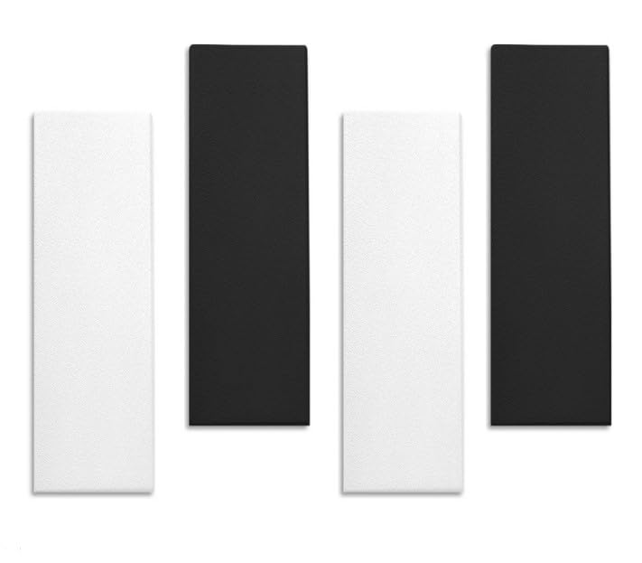 Tonnen 4-pack Acoustic Panel - black & white. Premium fiberglass 2 inch. Better than foam. Decorative Sound Absorbing Panel for walls studios. Acoustical wall panel