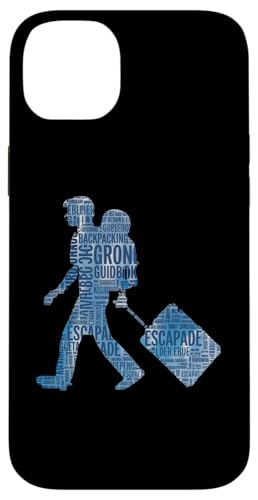 Coque pour iPhone 14 Plus Silhouette de voyageur aventureux, Globe-trotter