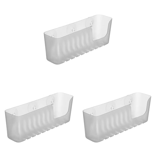 Tatay 4520202 - Gran cesta organizadora de ducha con ventosas, capacidad para 2.5 kg, Plástico Polipropileno, Color glacé, 30 x 9.5 x 11cm (Paquete de 3)