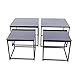 Zestaw 4 stolików pomocniczych, stelaż metalowy, styl industrialny, stoliki kawowe, stołki kawowe, stolik kawowy, kwadratowy kształt, do salonu