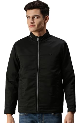 Image of SHOWOFFFF Men Solid Front-Open Jacket | Stand Collar Full Sleeves Nylon Jacket's for Mens | Slim Fit Regular Length Jackets for Men's