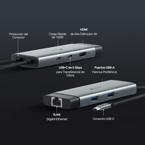 Miniatura 6 de TP-Link UH6120C Hub USB 3.0 UH6120C, 6 Puertos USB y 2 Puertos de Carga Tipo-C, Velocidad de Transferencia de hasta 5Gbps, Carga Rápida 5V/2.4A, Diseño Compacto y Portátil, Windows, Mac y Linux