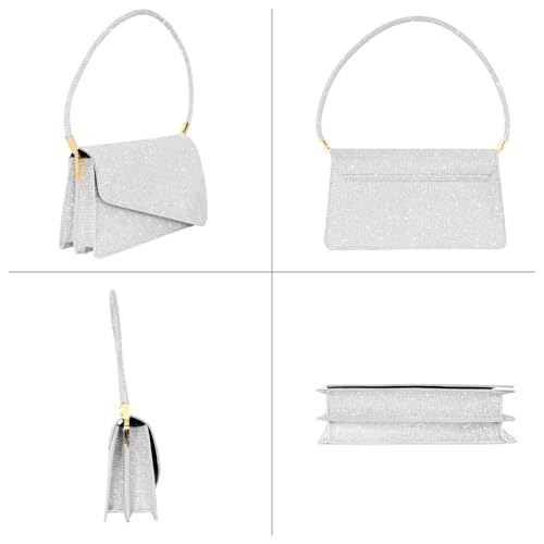 Image of Evening Bag Formal Clutch Purses for Women Lady Girl Glitter Handbags Asymmetrical Flap Shouder Bag for Wedding Party