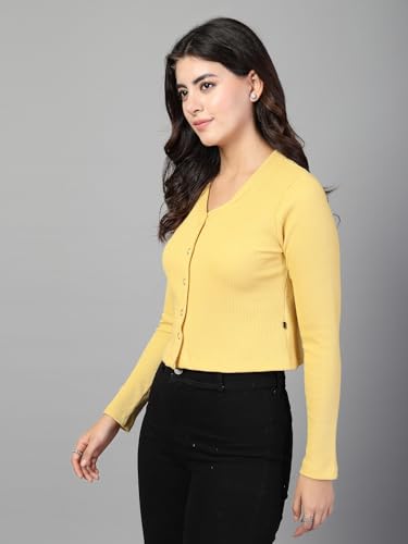 Image of Rigo Casual Wear V Neck Rib Knit Top for Women | Slim Fit Long Sleeves Western Tops for Women