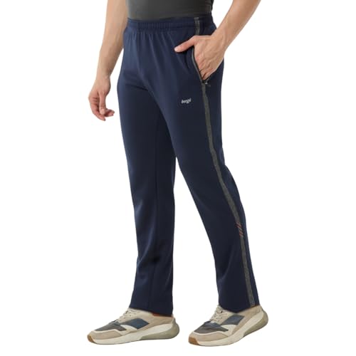 Image of berge' Men Cotton Polyester Comfy Regular Fit Sports Quality Track Pants with Secure Zipper Pocket, Casual Wear Lower Tracks Pant