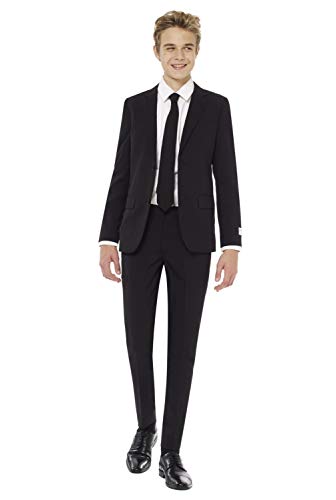 Opposuits Teen Boys Black Knight Solid Color Suit - Prom And Wedding Party Outfit - Including Blazer, Pants And Tie - Black - Size 12 Years #TOP4