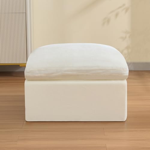 Image of WUTUTUEE 33.5'' Cloud Ottoman for Modular Sofa, Comfy Chenille Upholstered Footrest with Memory Foam, Fully Compressed Packaging, Oversized Ottoman Bench for Living Room or Small Space, Beige
