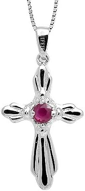 100% Genuine Stunning Ruby 925 Sterling Silver 18K White Gold Plating Christian Cross Necklace Gem Fine Jewelery