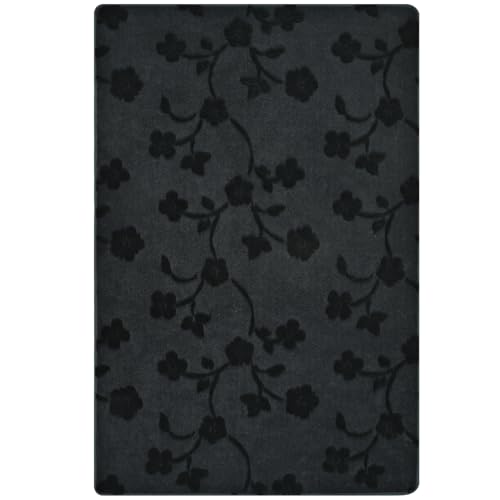 Tapete Grande Minimalista Floral 6x9ft Gris Oscuro miniatura 6