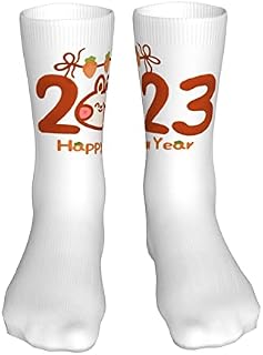 456 Walking Socks Year Of The Rabbit Happy New Year 2023 Sports Socks Unisex Work Socks Breathable Trainer Socks For Trekking Walking Basketball,40Cm
