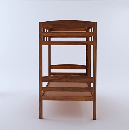 Image of Ganpati Arts Sheesham Wood Katy Bunk Bed Twin Over Bed with Ladder Wooden Bunk Bed Without Storage for Bedroom Living Room Home - (Natural Finish) 1 Year Warranty
