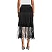 Women's Y2k Lace Half Slip Skirt Mid-Rise Pleated Ruffle Lace Trim Midi Skirt Summer Layered Flowy Skirts Underskirt (Black, XL)