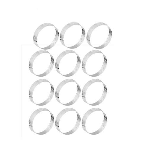 Anillo Para Tartas Paquete de 12 anillos for tarta de acero inoxidable de 5CM, resistentes al calor, anillo perforado for pastel, Mousse, anillo redondo, herramientas for hornear Donuts Para Hornear(8