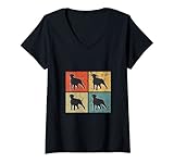 donna giant schnauzer vintage maglietta con collo a v