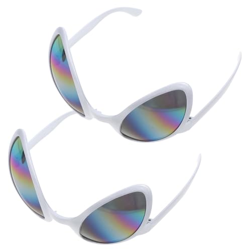 Garneck 2pcs Eyeglasses for Masquerade Simulation Alien Glasses Retro LED Silver Alien Party Favors Funny Glasses for Adults Alien Sunglasses Adult Cool Funny Glasses Alien Accessories
