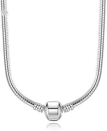 European 3mm Snake Chain Charm Bead Pendant Necklace Jewelry Fits Pandora & More