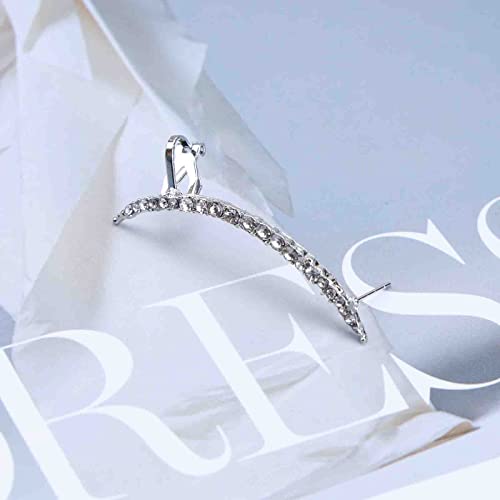 Erimberate Bohemian Crystal Bar Crawler Earrings Cz Cuff Wrap Earrings Paved Bar Clip Earrings Cartilage Cuff Earrings Minimal Bar Stud Earrings Jewelry For Women And Girls (Silver) #TOP1