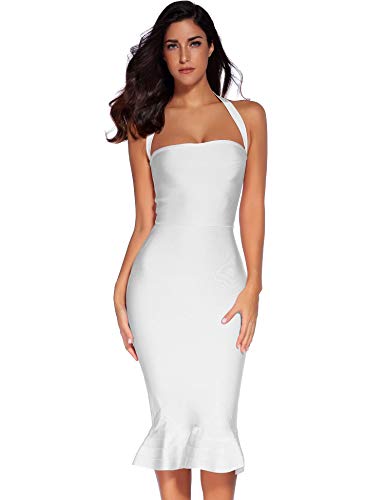 Image of meilun Womens Halter Fishtail Bandage Party Dress Elegant Wedding Guest Dress