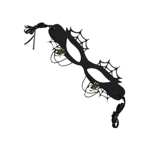 TOGEVAL Party Half Face Mask Felt Spider Web Masquerade Costume Elegant Stage Prop