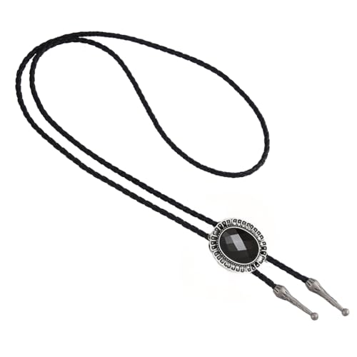 Image of AZORA Western Cowboy Bolo Tie Men Leather Necktie Leather Cord Turquoise Stone Bolo Ties for Men Women