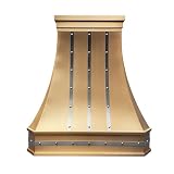 Brass Range Hood Wall Mount 30'' W, 27'' H, 21'' D, CT Copper Tailor Custom Handmade Metal Kitchen Vent Hood, With 4-Speed Exhaust Fan & LED Light,BSRH-3-3MTR