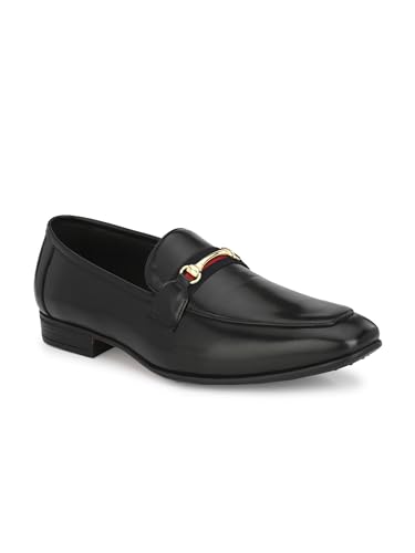 Image of San Frissco Men's Formal Loafers Leatherette Trending Shoes with Buckle,Semi Casual Cushioned Footbed Formal Moccasin for Office, Party Slip-On Loafers,Elegant, Lightweight & Comfortable