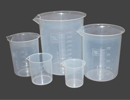 Fastro Set of 5 Transparent Plastic Measuring Beakers – Beak...